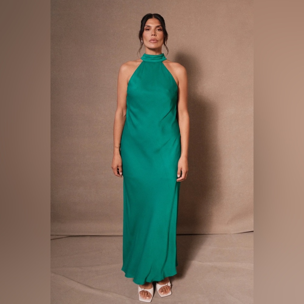 Meshki Teal Halter Maxi Dress